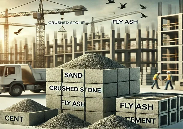 कंक्रीट की ईंटें किस सामग्री से बनी होती हैं?